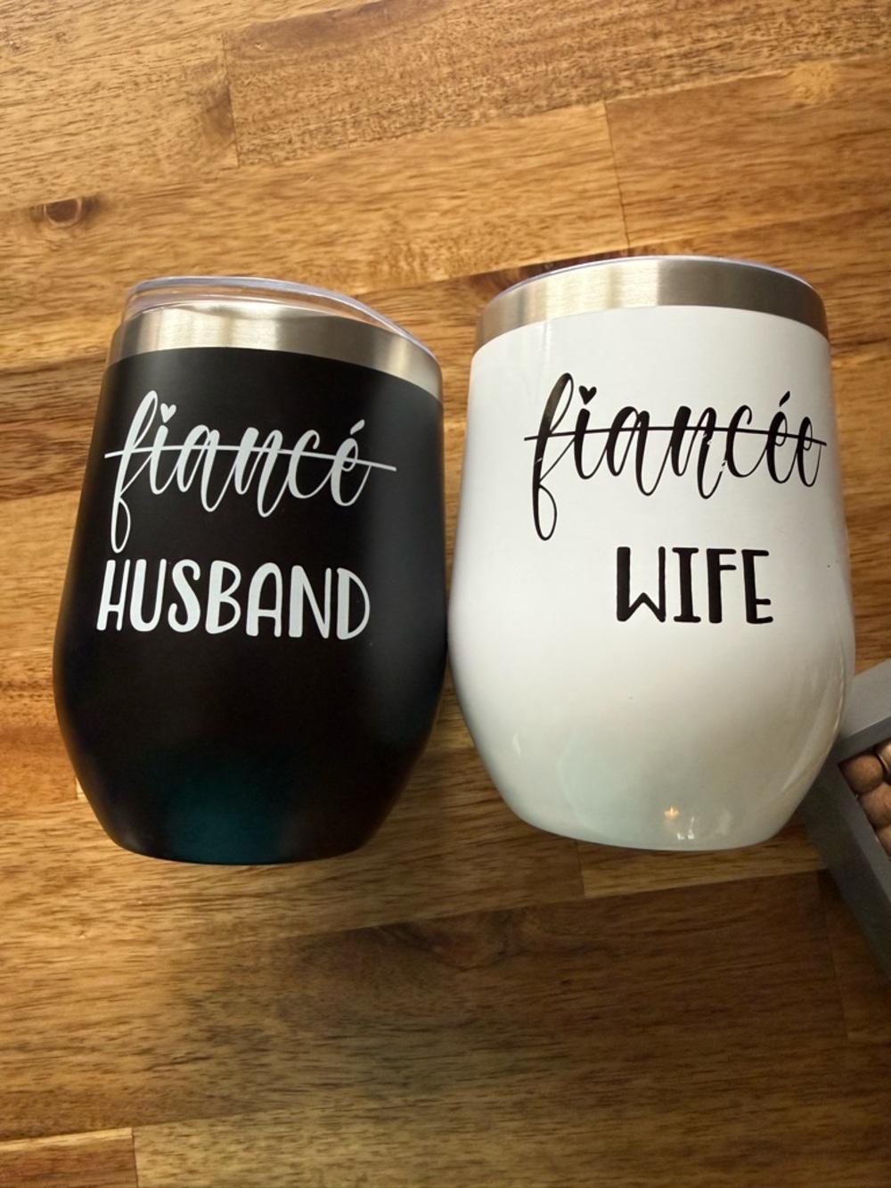 Fiancé Stainless Steel Insulated Stemless Tumblers - Black & White (Set of 2)